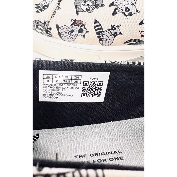 TOMS Women’s 8 Natural Raccoon Print Alpargata Cupsole Slip-On – NEW - Picture 7 of 12